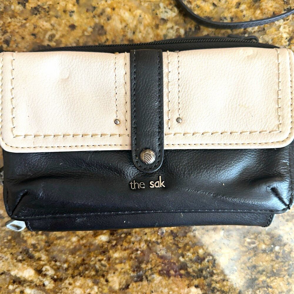 The Sak Women's Wristlet Wallet, Black/White, Zipper, Card Slots, Folding